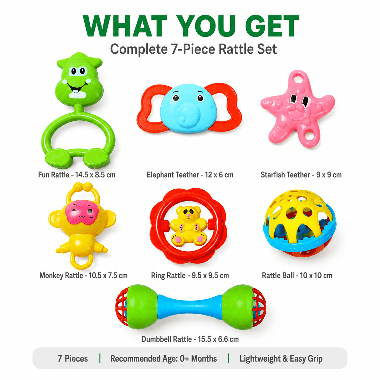 Kidroo 7 Pcs Rattle Set for New Born Baby with Teether Ball - image 3