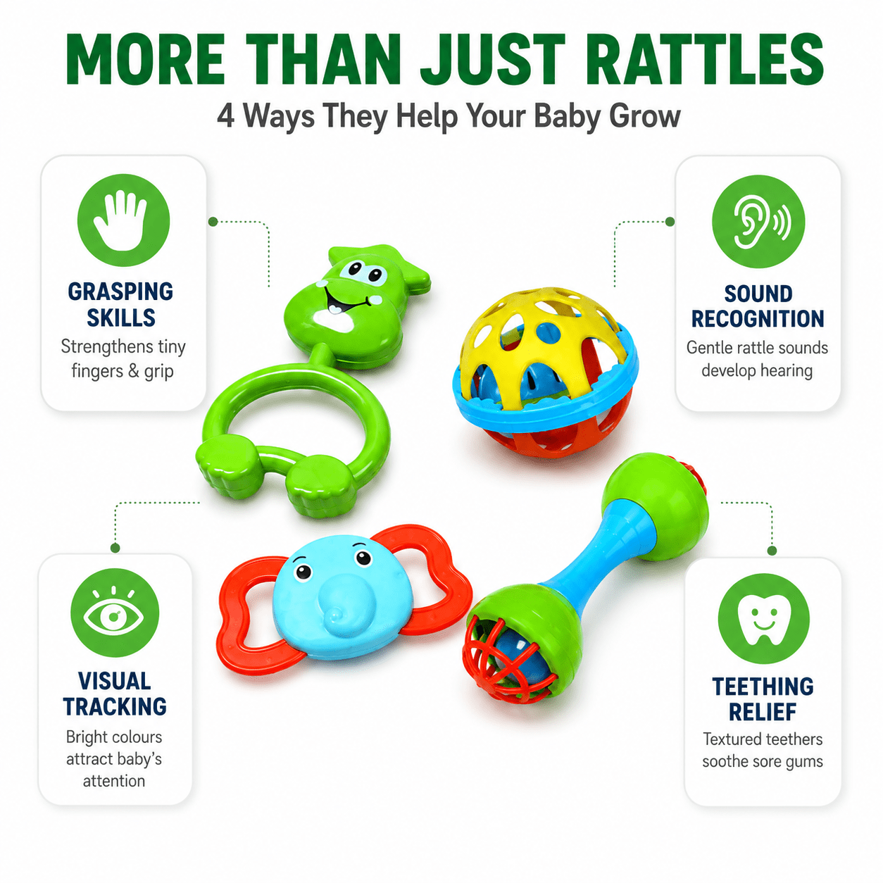 Kidroo 7 Pcs Rattle Set for New Born Baby with Teether Ball - image 4