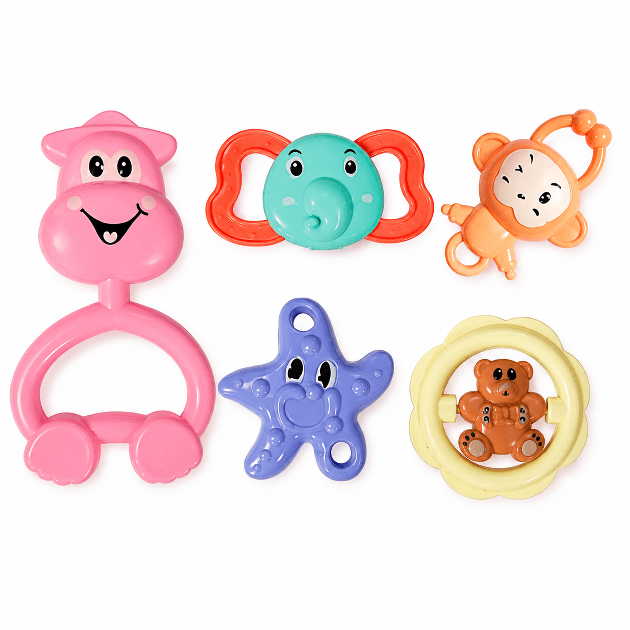 Kidroo Baby Rattle Set for New Born Babies | BPA-Free Non-Toxic Rattles & Teethers Combo | BIS Approved Sensory Toy for Infants | New Born Baby Gift for Boys & Girls 0-24 Months - 5 Rattles