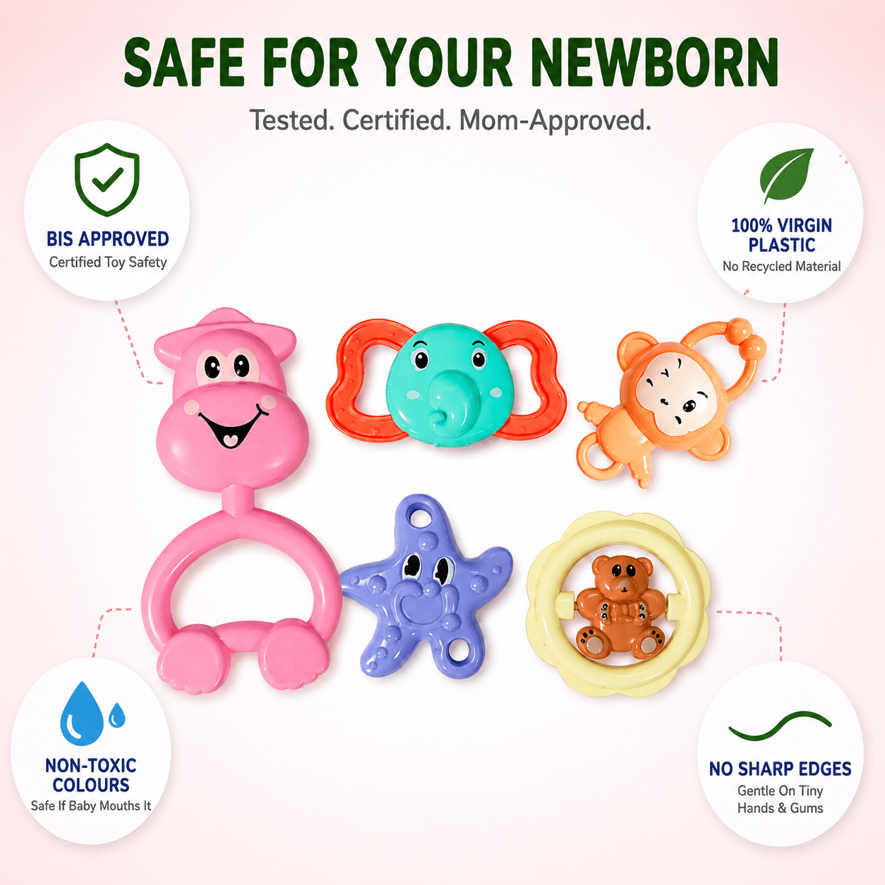 Kidroo Baby Rattle Set for New Born Babies - 5 Rattles - image 2