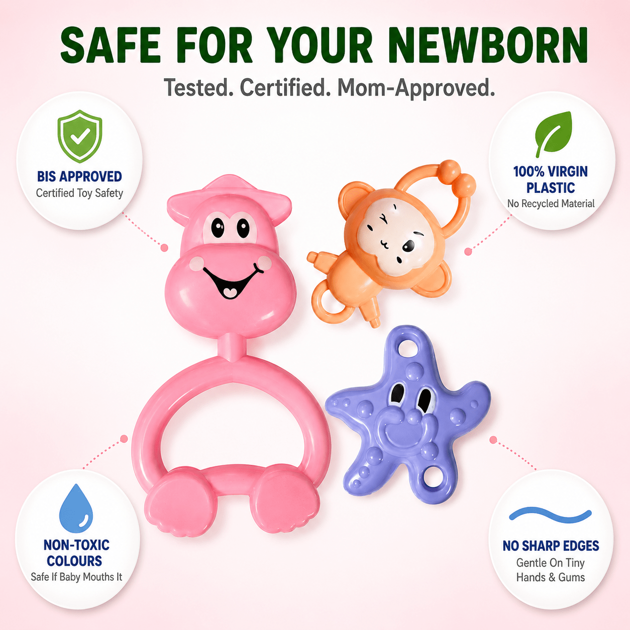 Kidroo Baby Rattle Set for New Born Babies - 3 Rattles - image 2
