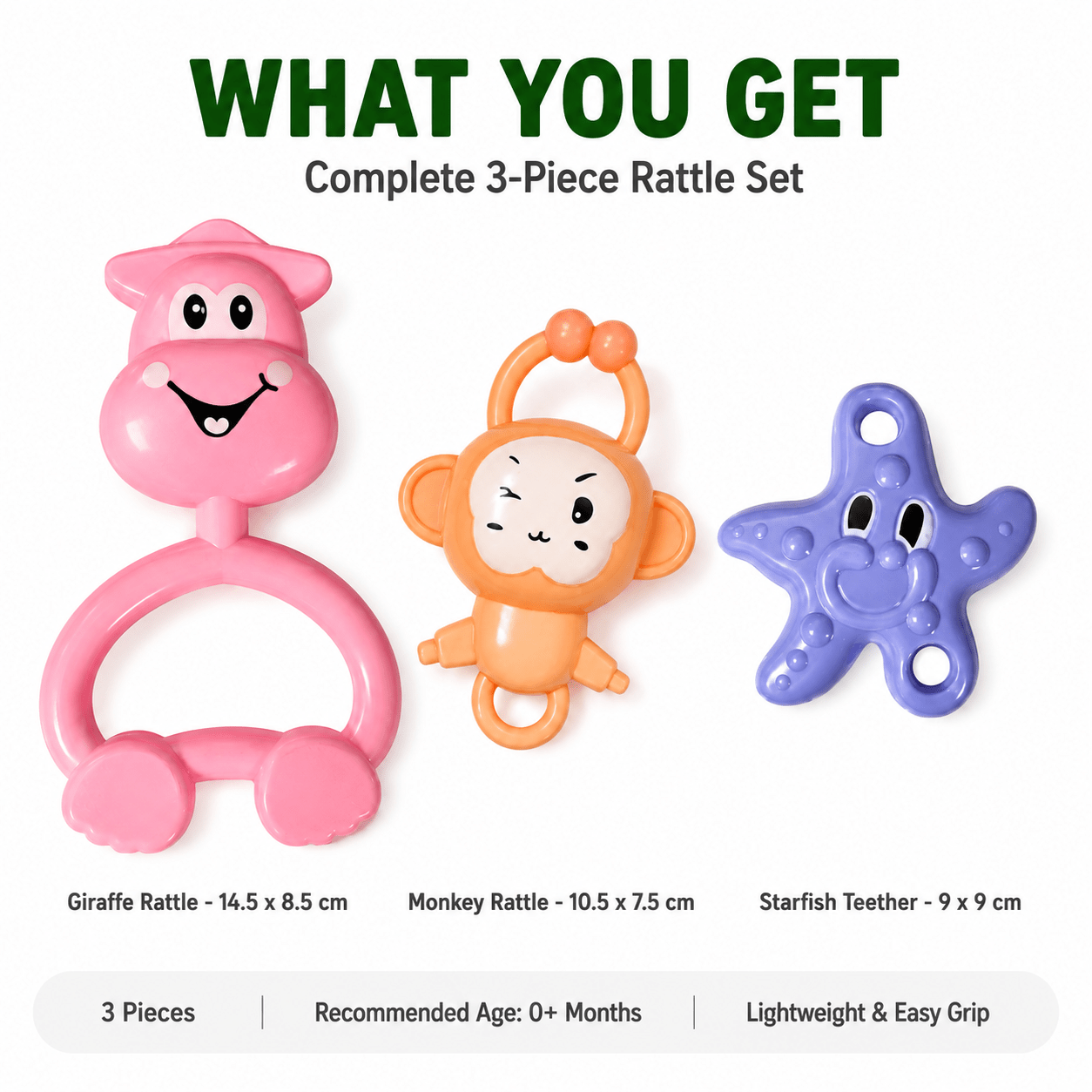 Kidroo Baby Rattle Set for New Born Babies - 3 Rattles - image 3