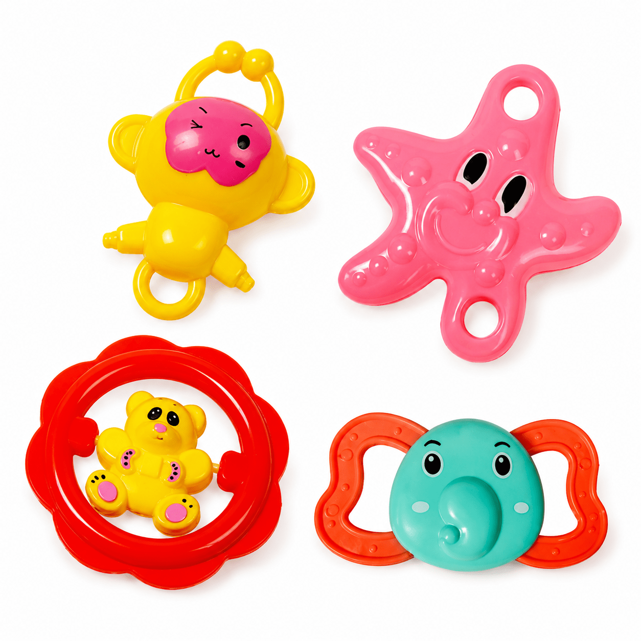 Kidroo Baby Rattle Set for New Born Babies | BPA-Free Non-Toxic Rattles & Teethers Combo | BIS Approved Sensory Toy for Infants | New Born Baby Gift for Boys & Girls 0-24 Months - 4 Rattles