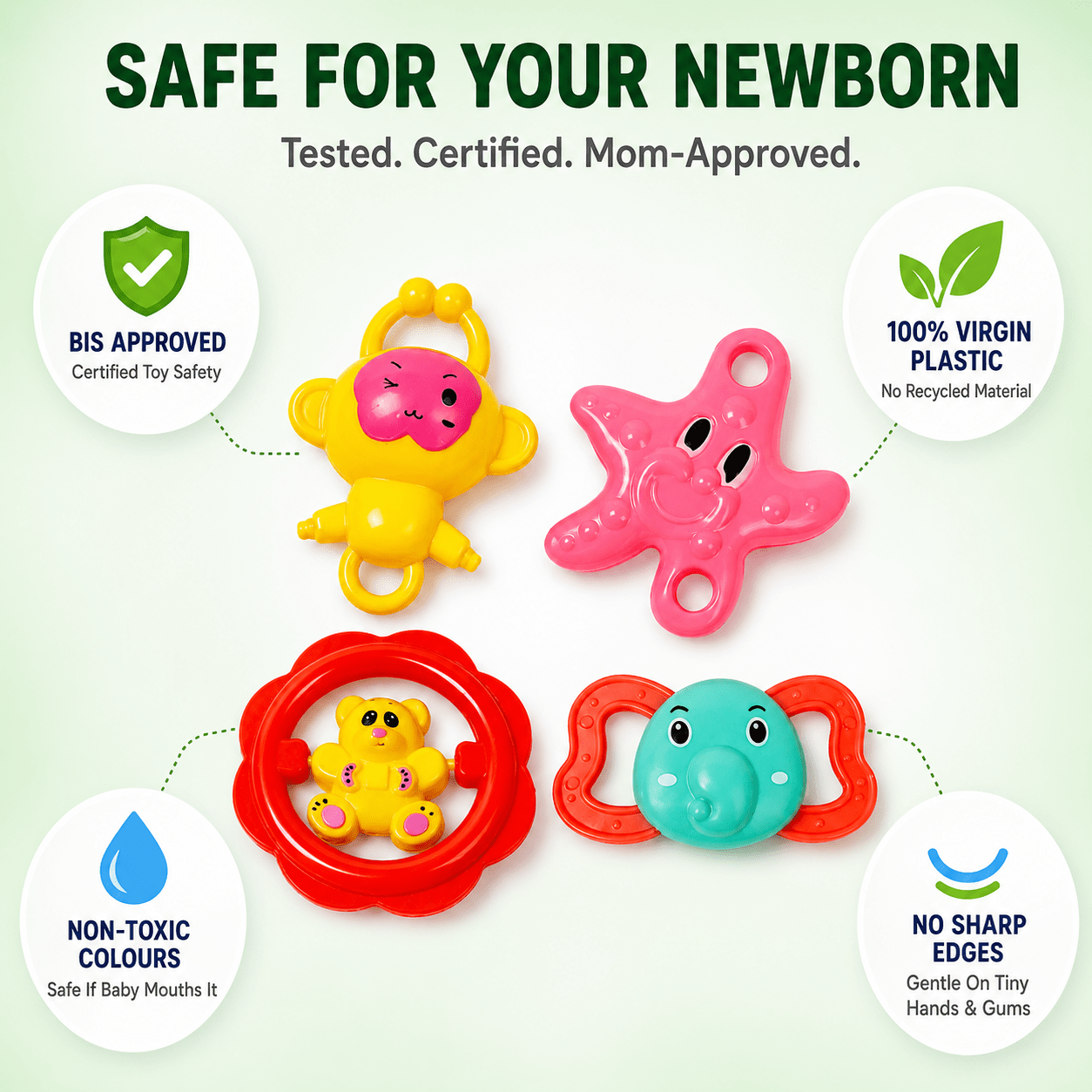 Kidroo Baby Rattle Set for New Born Babies - 4 Rattles - image 2