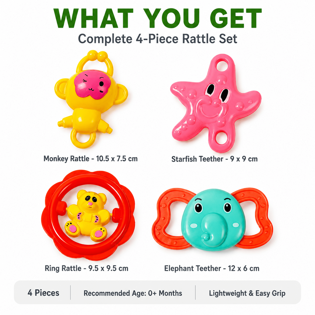 Kidroo Baby Rattle Set for New Born Babies - 4 Rattles - image 3