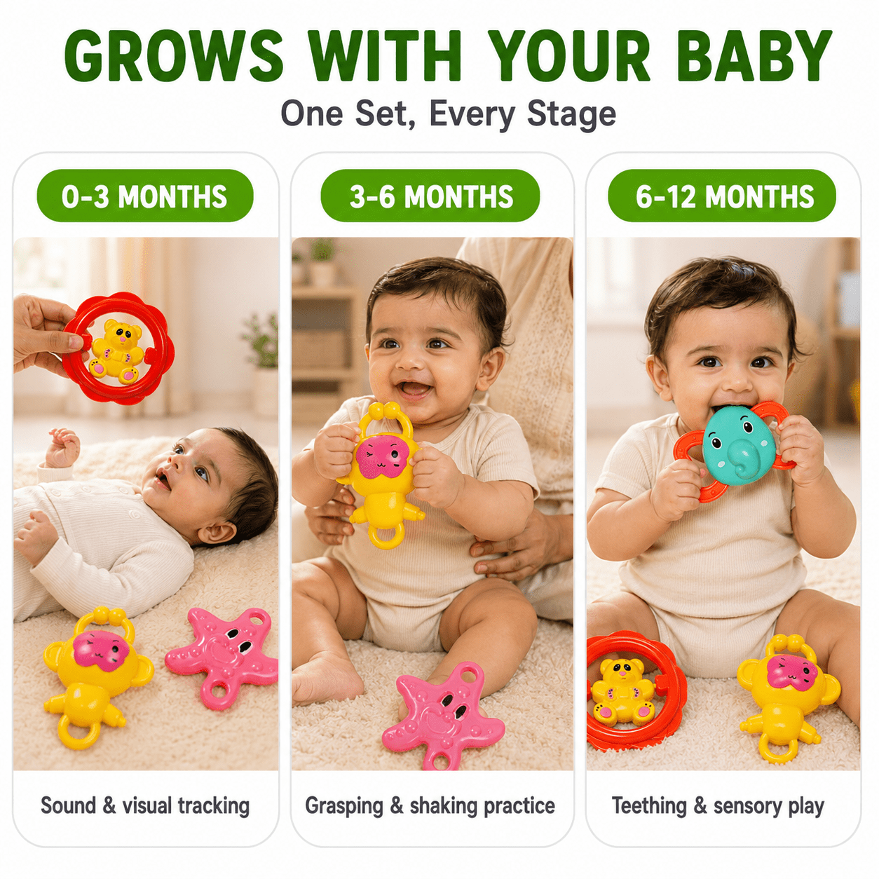 Kidroo Baby Rattle Set for New Born Babies - 4 Rattles - image 5