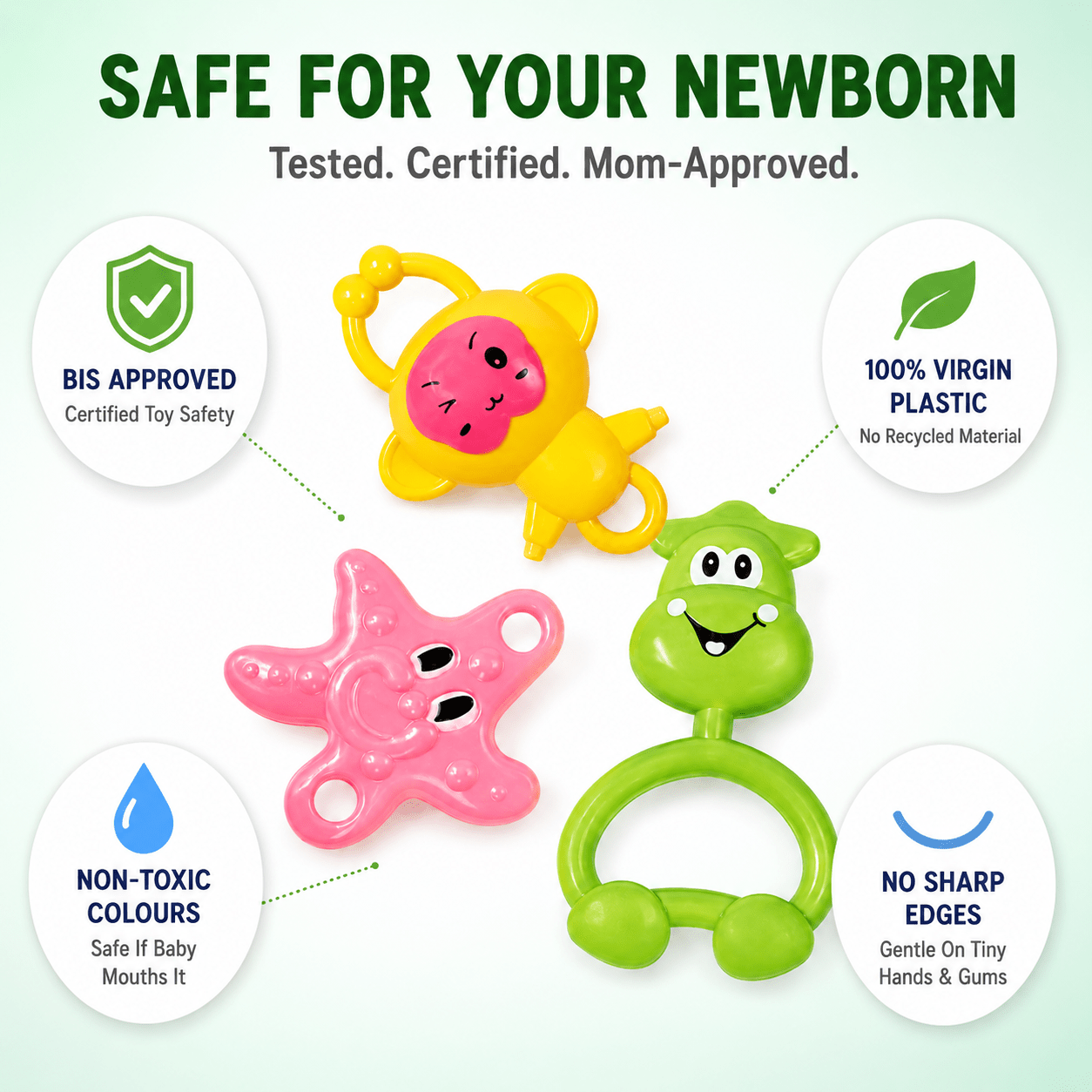 Kidroo Baby Rattle Set for New Born Babies - 3 Rattles - image 2