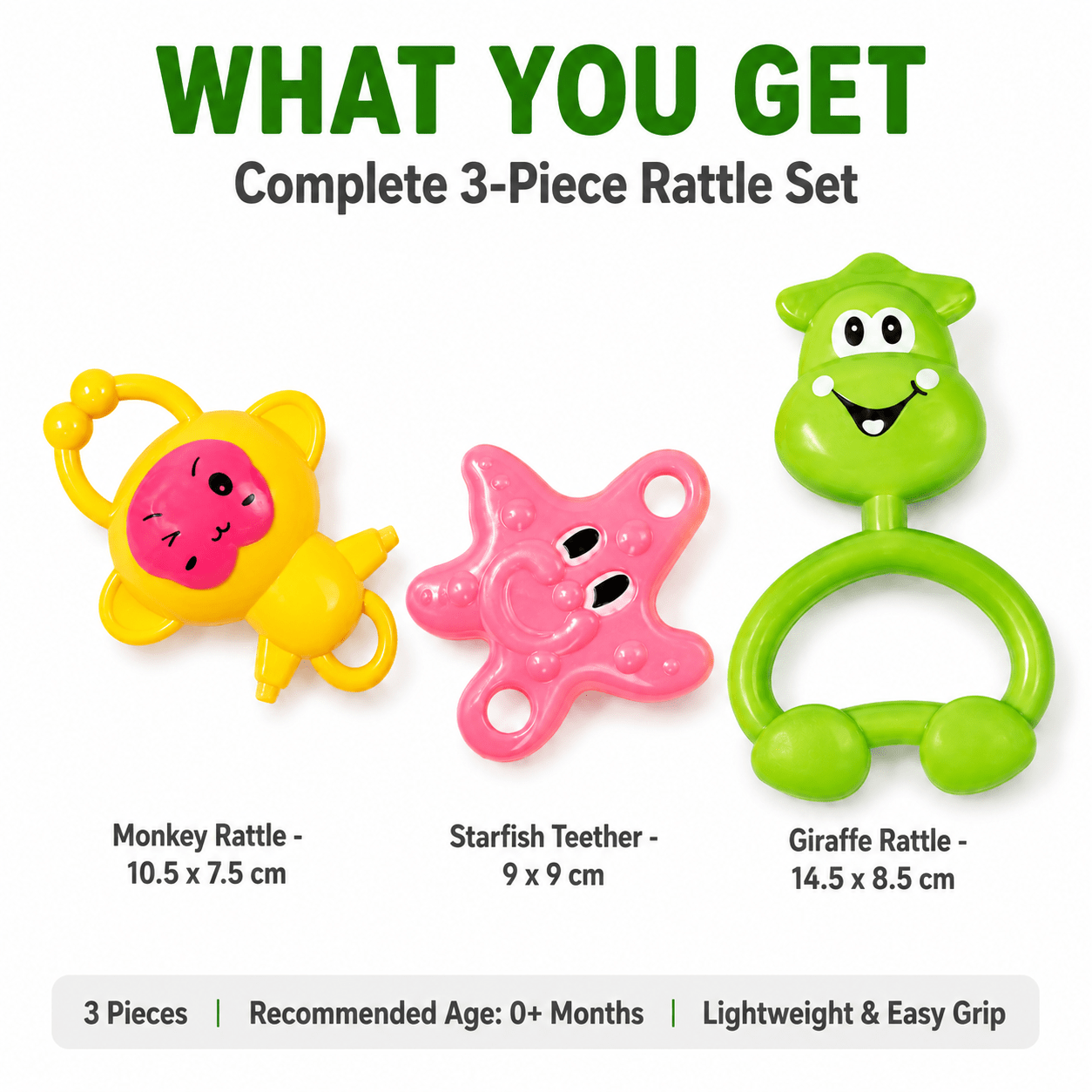 Kidroo Baby Rattle Set for New Born Babies - 3 Rattles - image 3