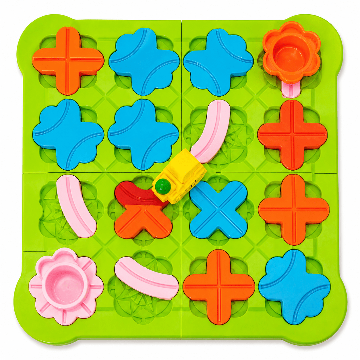 Kidroo Ramp Racing Puzzle Maze for Kids | 28-Piece STEM Brain Teaser Logic Board Game with Track & Cars | BIS Approved Educational Toy | Birthday & Return Gift for Boys & Girls 3-8 Years - Green
