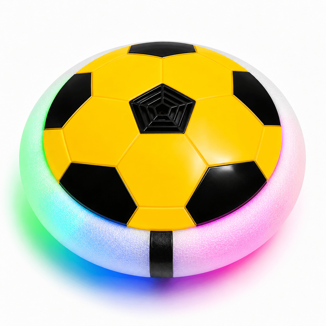 Kidroo Hover Ball for Kids | Battery Operated Hover Football with Colourful LED Lights | Indoor Floating Soccer Ball with Soft Foam Bumper | Birthday Gift for Boys & Girls 3-10 Years - Yellow
