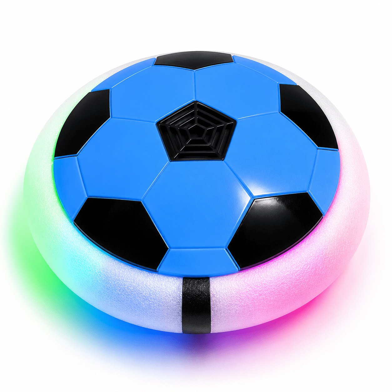Kidroo Hover Ball for Kids | Battery Operated Hover Football with Colourful LED Lights | Indoor Floating Soccer Ball with Soft Foam Bumper | Birthday Gift for Boys & Girls 3-10 Years - Blue