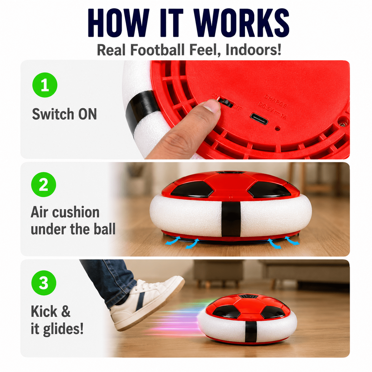 Kidroo Hover Ball for Kids - RED - image 3