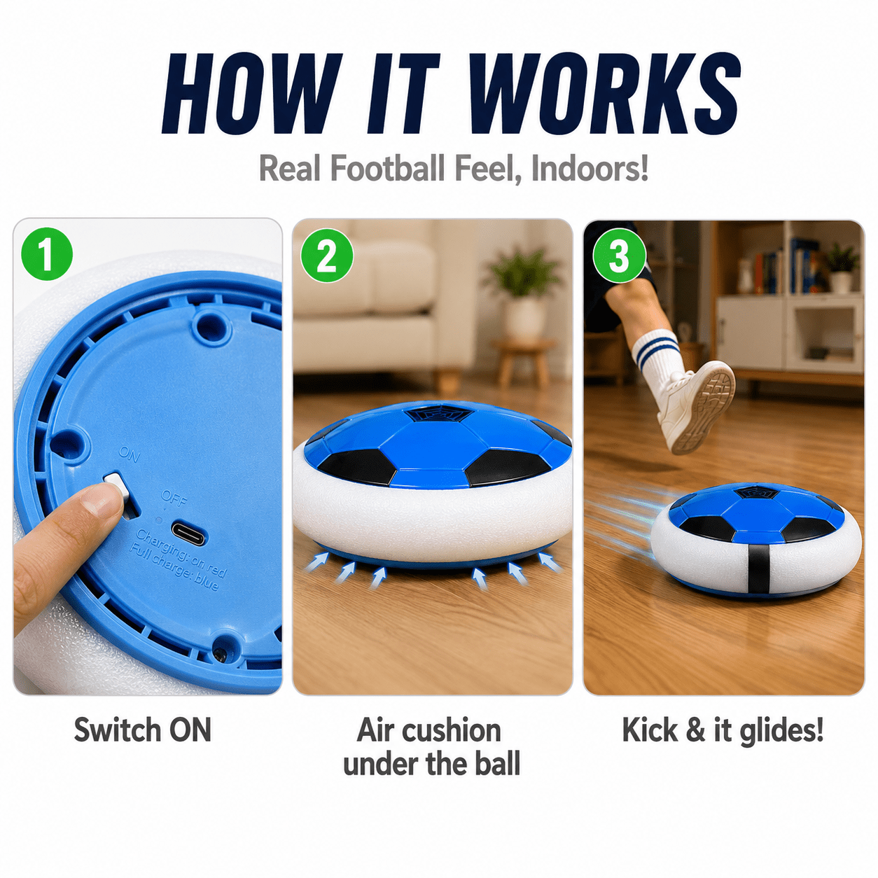 Kidroo Hover Ball for Kids - BLUE - image 3