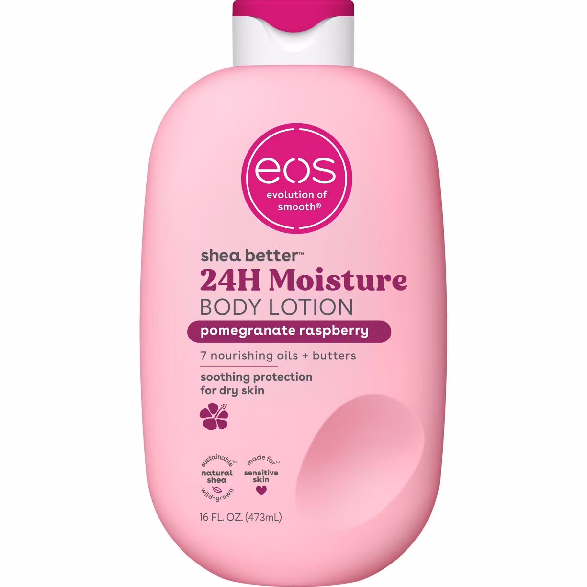 Loción corporal hidratante eos Shea Better 24H - Granada y frambuesa