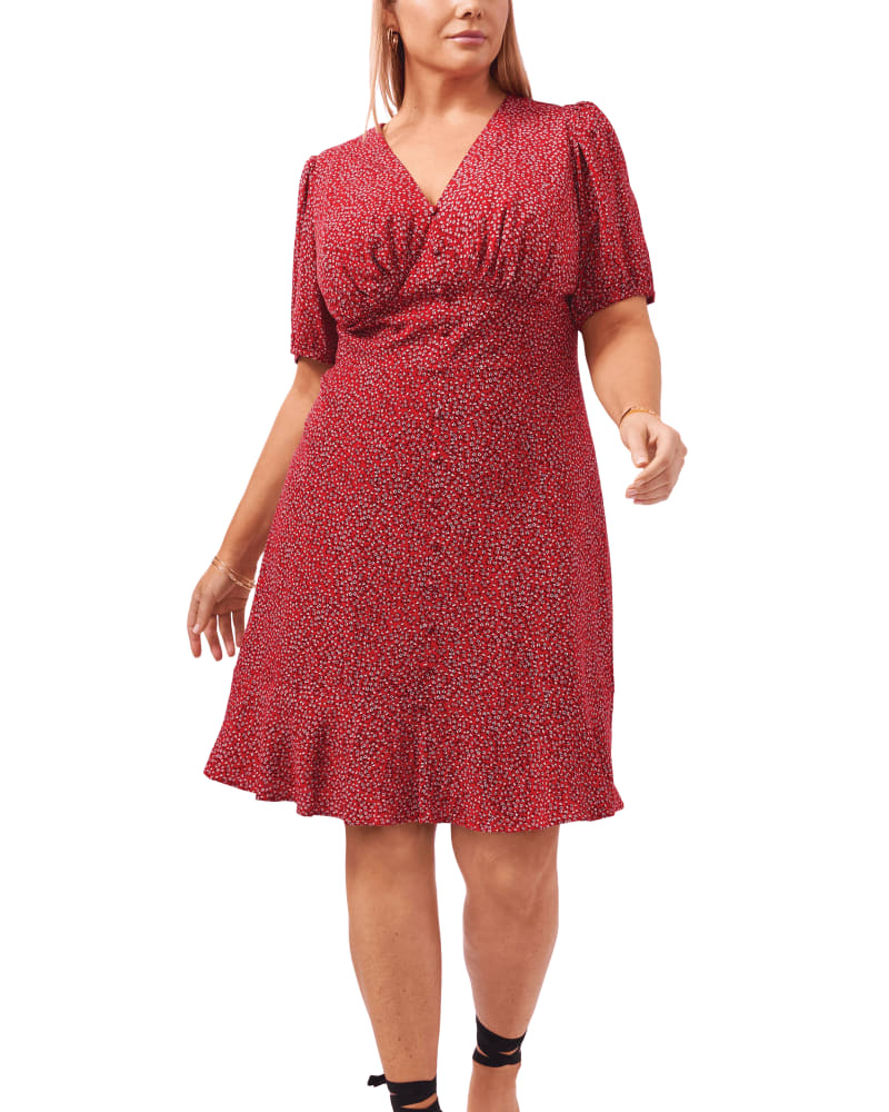 Plus Ruffle Hem Spotty Wrap Dress