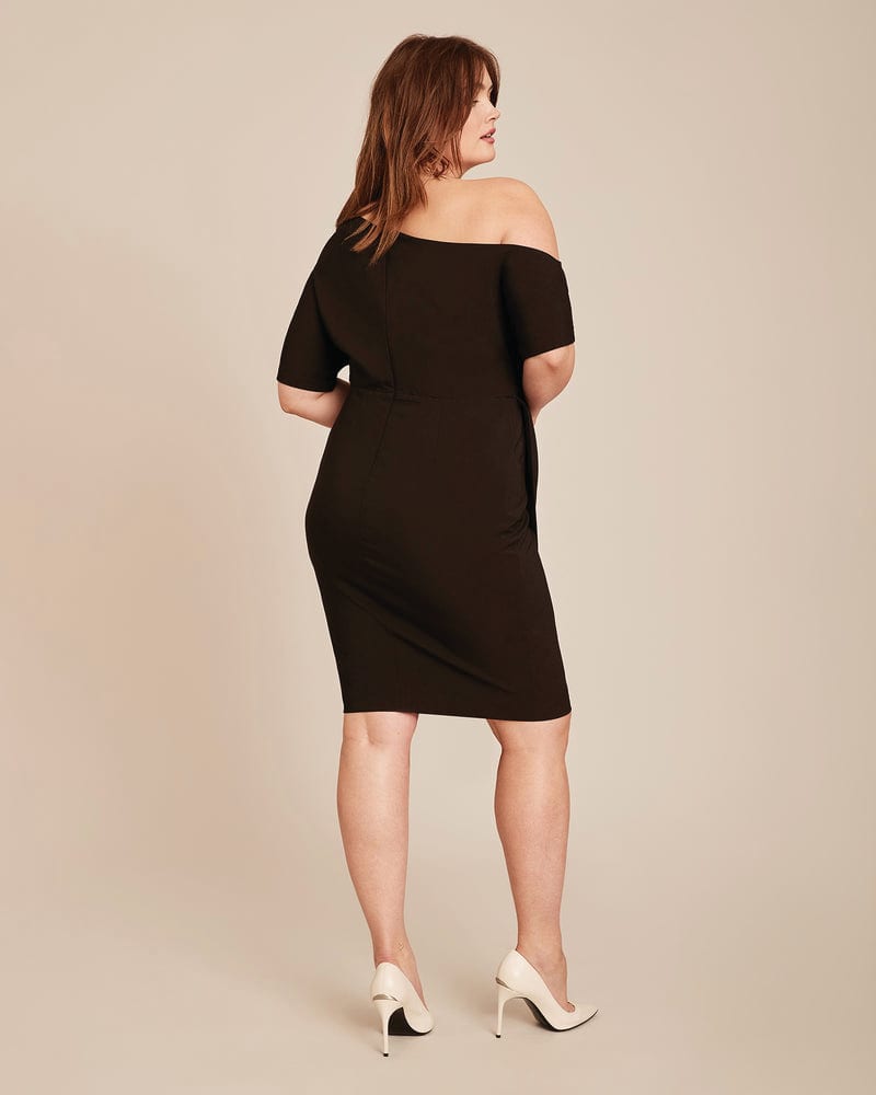 Plus Size Mildred Off The Shouder Midi Dress - Black