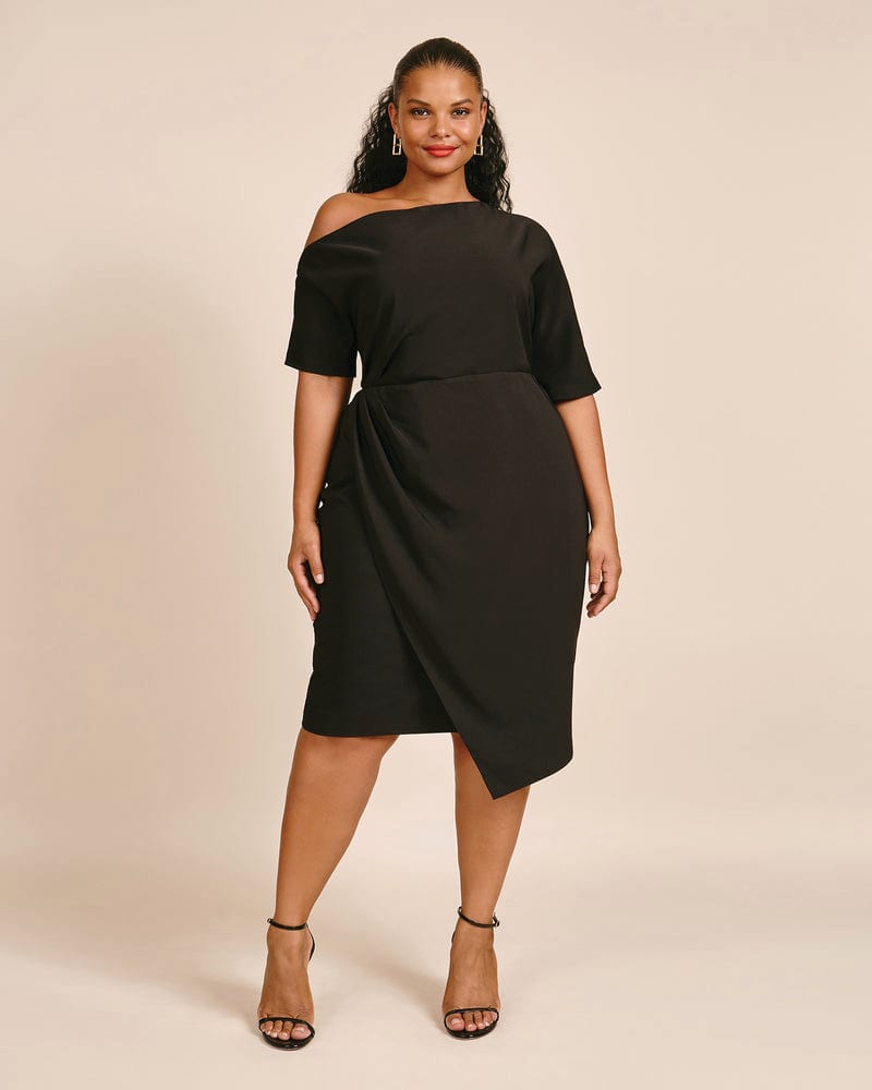 Black Off Shoulder Midi Dress