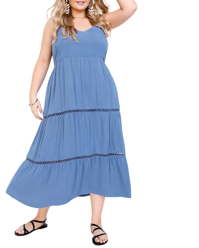 Plus Size Kadence Tiered Dress | Azure Blue