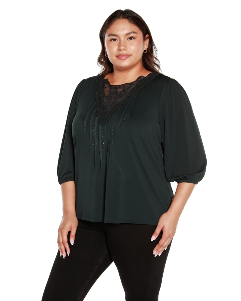 Plus Size Embellished Top with Lace
