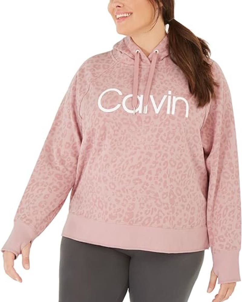 Calvin Klein Women's Performance Plus Animal-Print Hooded Sweatshirt B