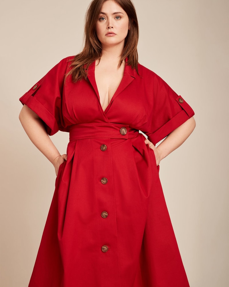 Torrid Beautiful Dusty Red Collared Jersey Shirt Dress Plus Size 2X, 18/20