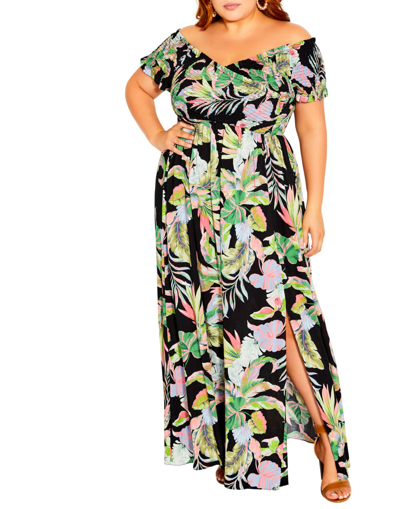 Plus Size Samira Maxi Dress | Black / Kelly Green