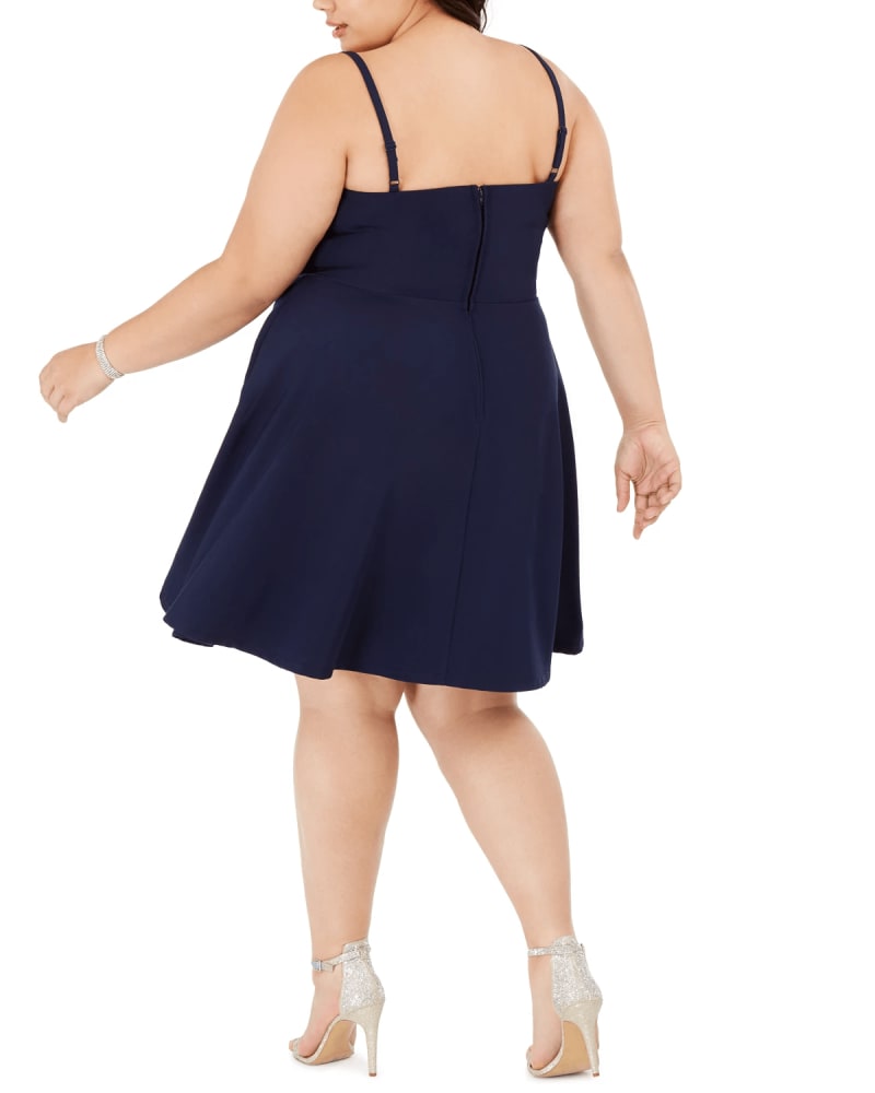 City Studios Women's Trendy Plus Size Sweetheart Dress Navy Size Small