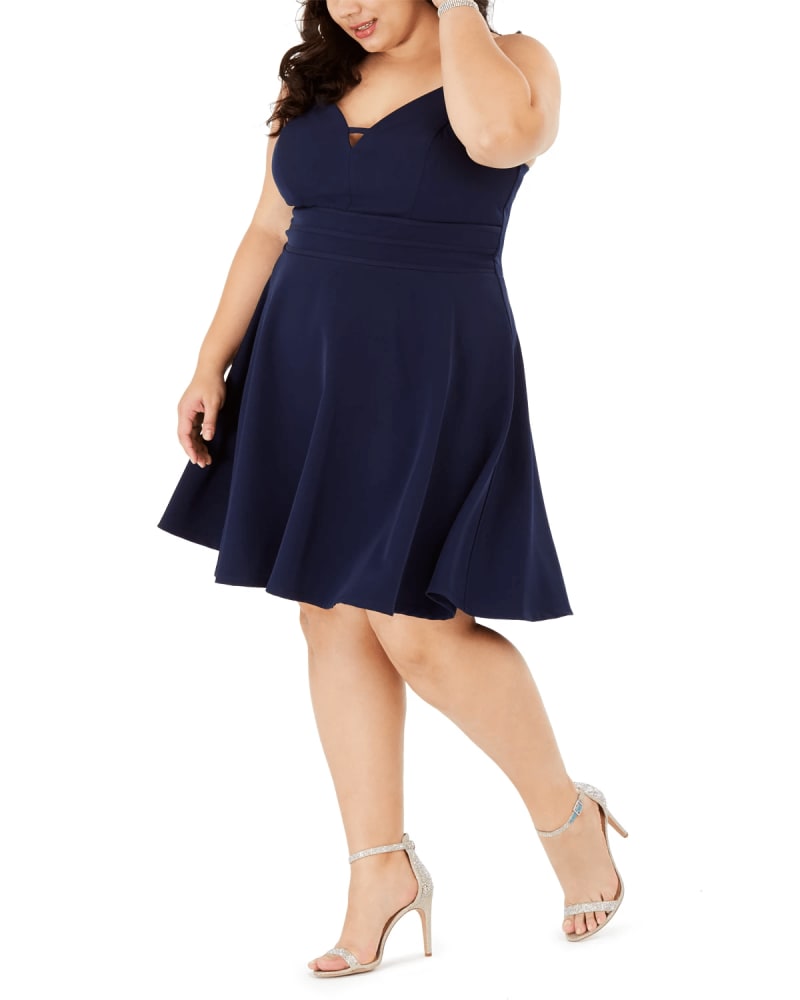 City Studios Women's Trendy Plus Size Sweetheart Dress Navy Size Small