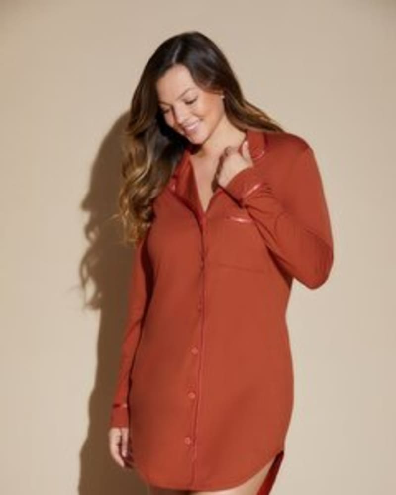 Front of a model wearing a size M Nightshirt in Sahara / Sahara by Cosabella. | dia_product_style_image_id:253702