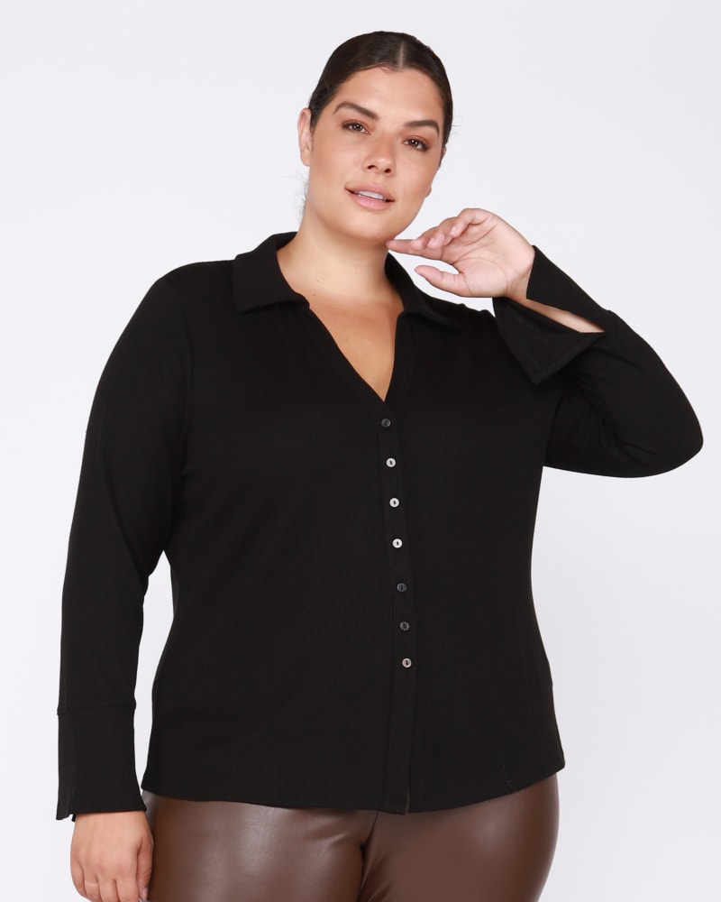 Leighton Knit Polo Top | Black