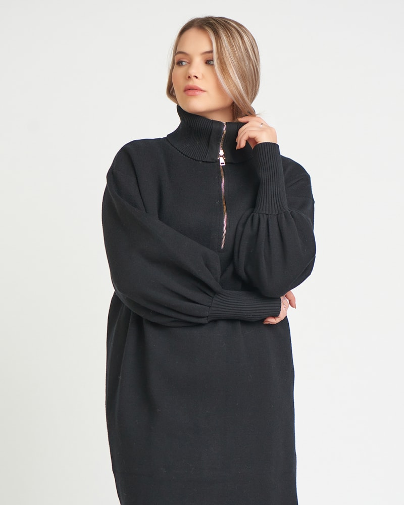 Black Oversized Sweater Dress Plus Size