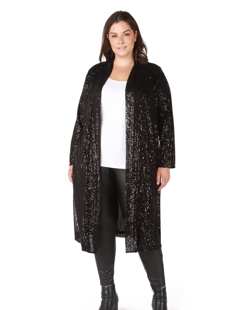 VICI - EDITOR'S PICK // SEQUIN OBSESSED // MUST HAVE Luminosity Sequin  Duster - Champagne $68 Also Available in Black Sizes S – L SHOP NOW //    Styled with the Aleah