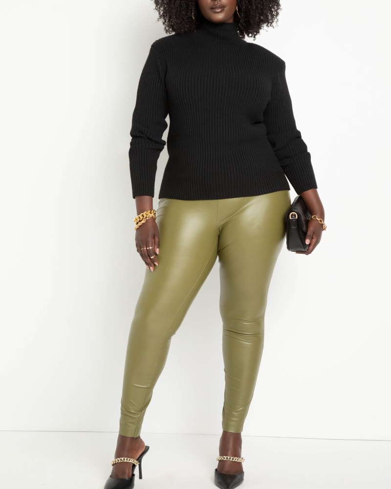 Plus Size Olive Faux Leather Leggings - Alexa Webb