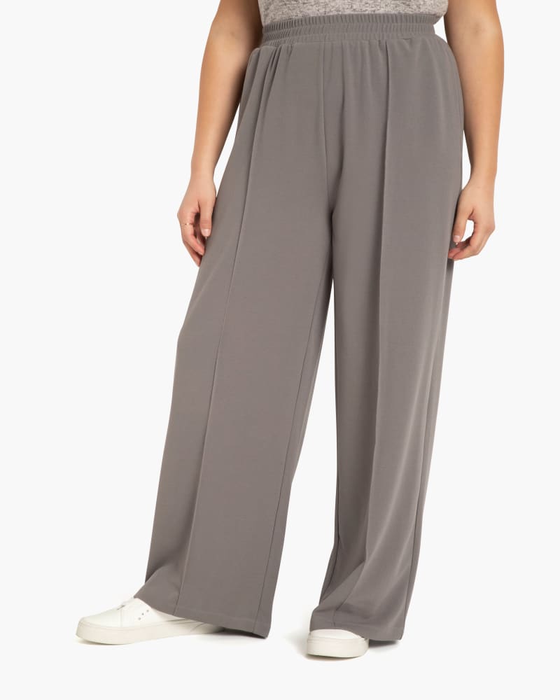 Wide-Leg Pull-On Pintuck Pant