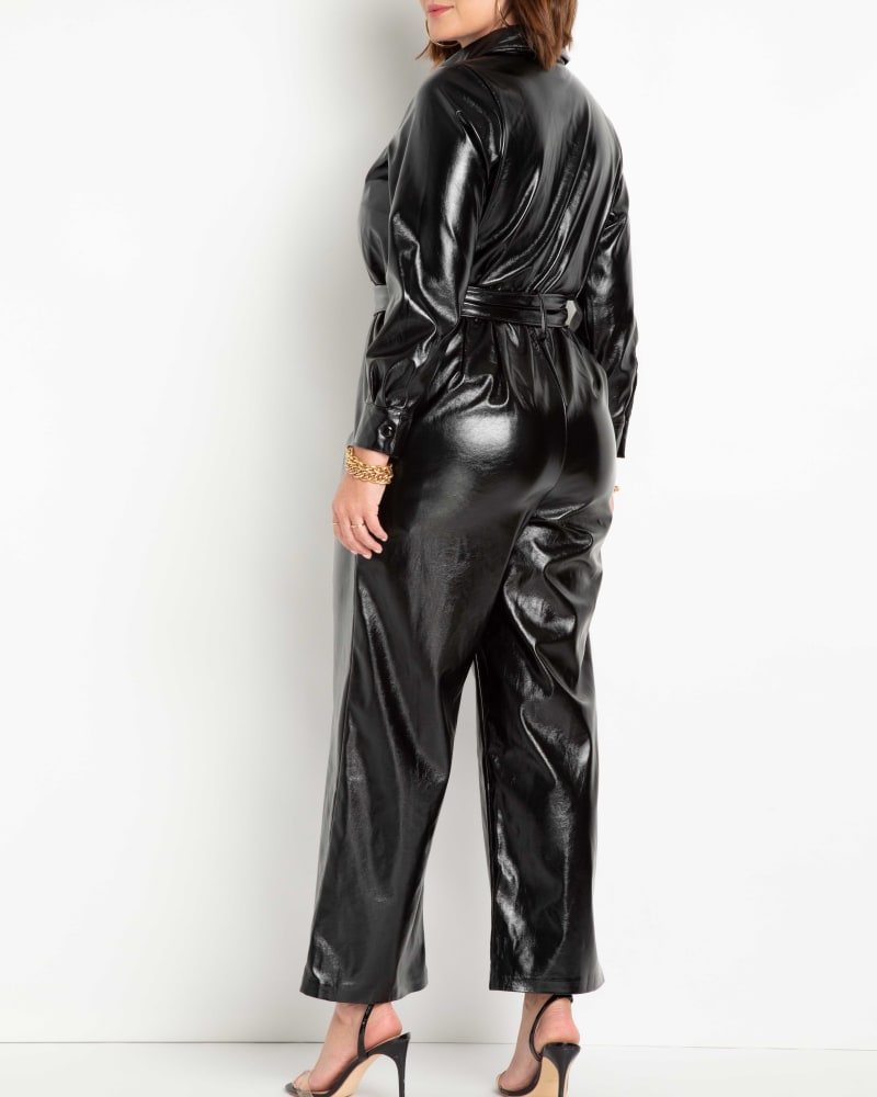 Luftpost Diktere montering Aviva Patent Faux Leather Jumpsuit | Totally Black
