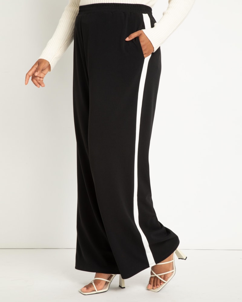 Buy For All the Love Black Printed Side Stripe Wide Leg Trouser 18