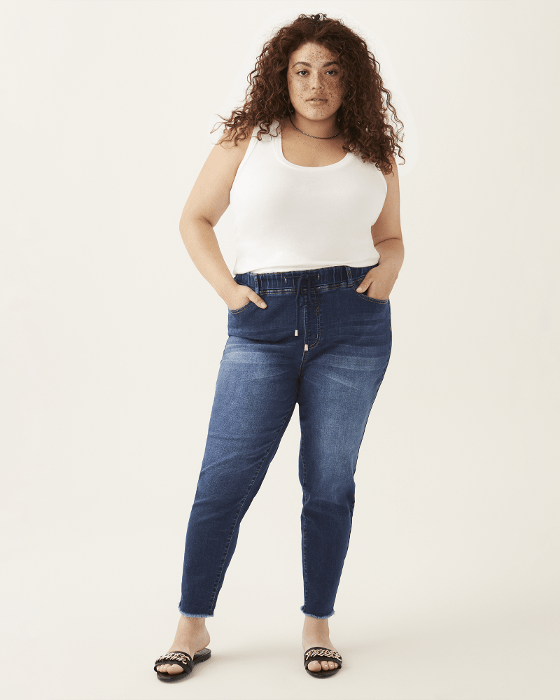 Plus Size Milena Drawstring Skinny Jean | Dark Wash