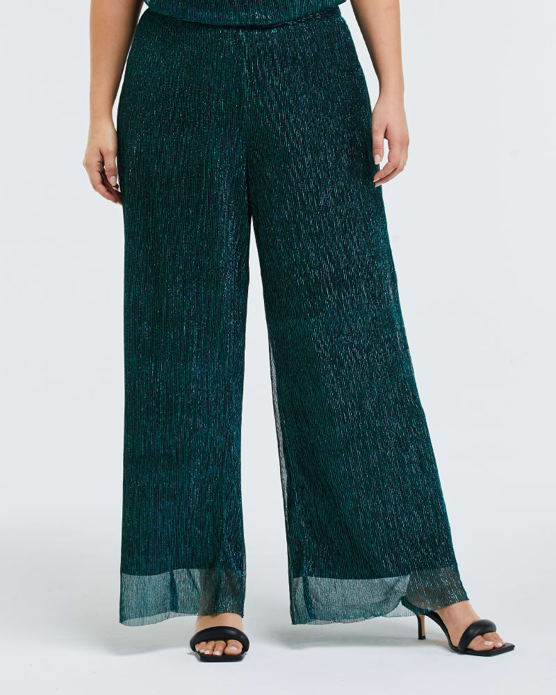 Shape Green Metallic Straight Leg Pants