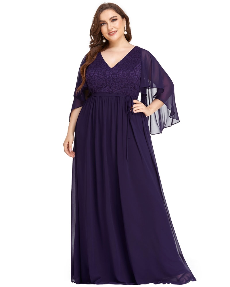 Matron of Honor Dresses for Women Chiffon Lace Bodice Plus Size