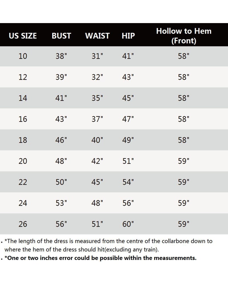 Evening Dress Size Guide - Evening Dress Code