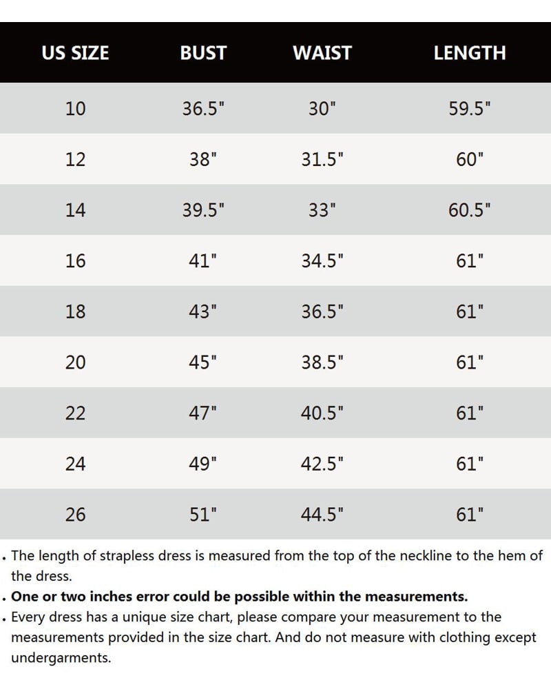 Dress Size Chart & Measurements - Ever-Pretty US