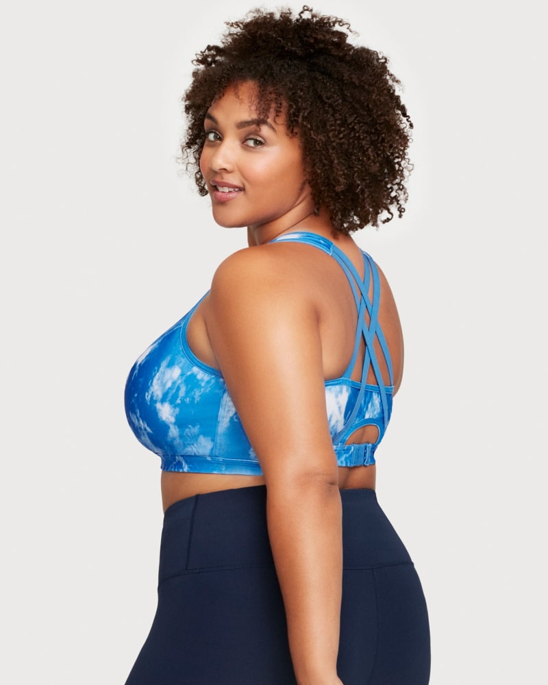 Zip Up Front-Closure Sports Bra | Blue Tie-Dye