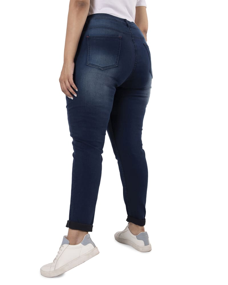 PLUS SIZE WOMEN SHADED CASUAL NAVY BLUE JEANS