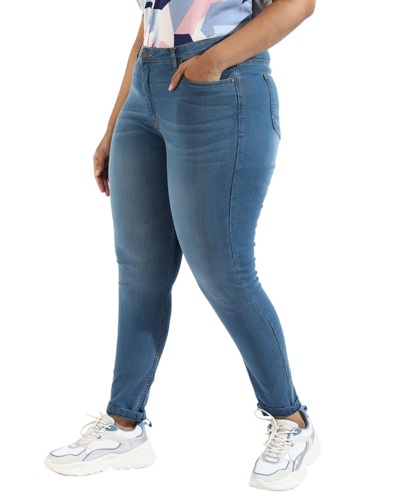 SKINNY FIT JEANS - Blue / Green