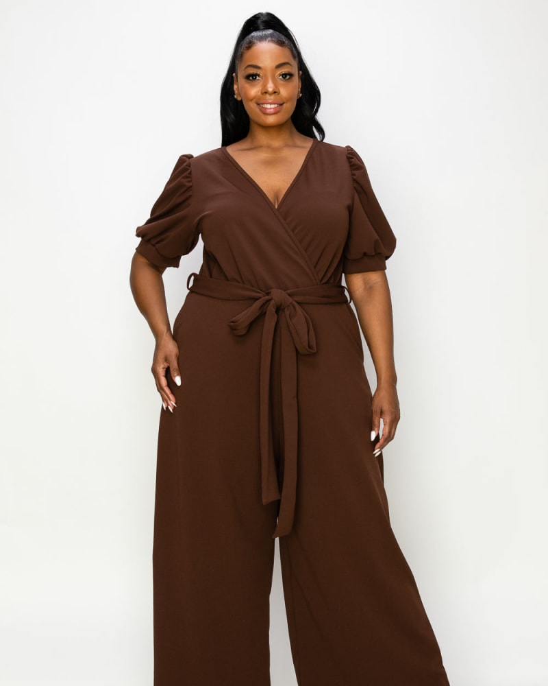 Plus Size Iris Wrap Pocket Jumpsuit | Brown