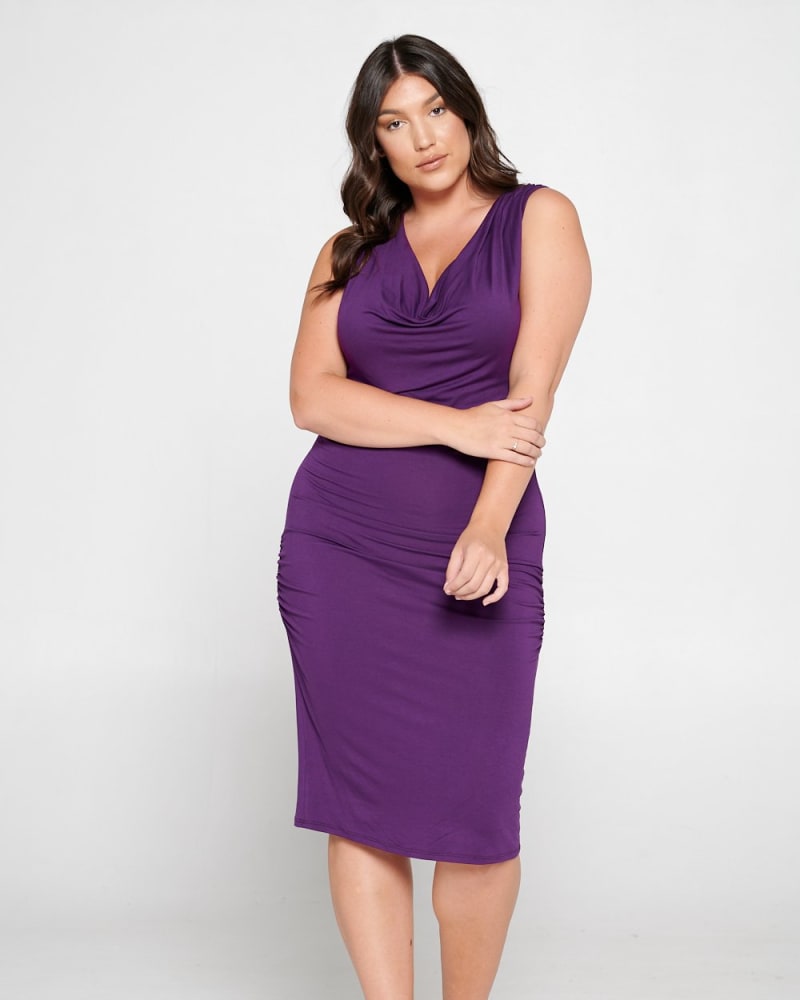Plus Size Kim Neck Midi Dress | Purple