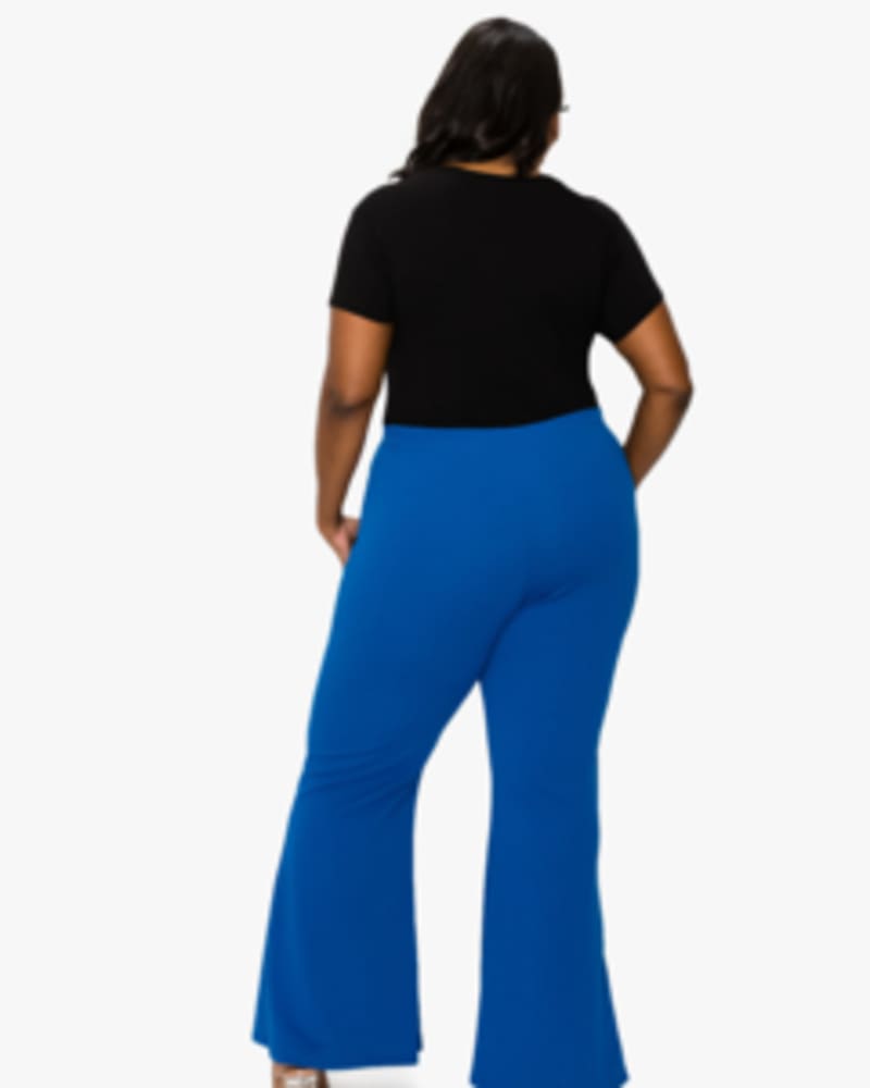 Plus Size High Waist Knit Leggings - Royal Blue