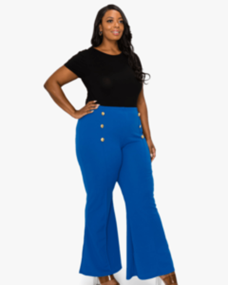 Ladies Trousers, Ladies Royal Blue High Waist Trousers Double