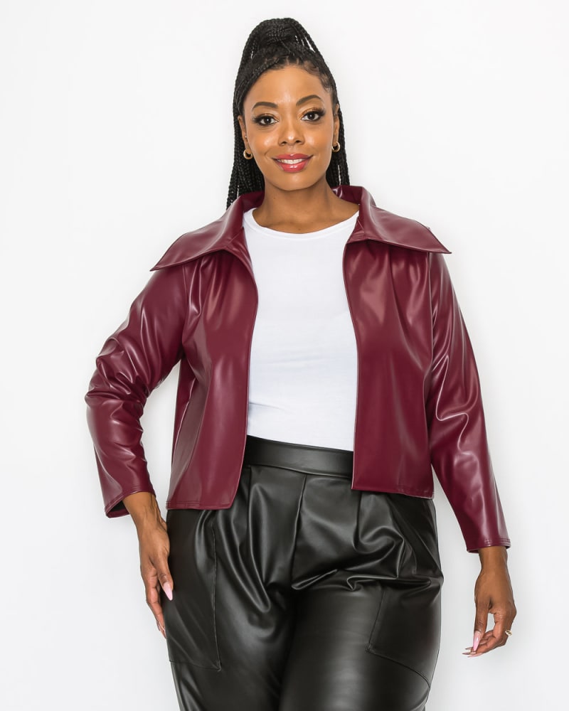 Plus-Size Ryder Crop Vegan Leather Jacket