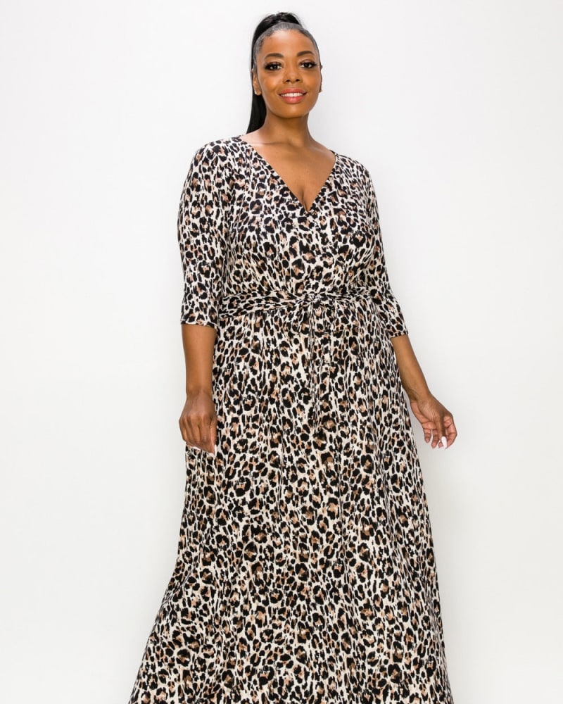 Forretningsmand fly Kan ikke Plus Size Symone Cheetah Print Wrap Dress | Sand/Brown